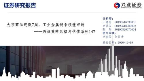 【興證策略|風格與股指】大宗商品連漲7周，工業金屬鏈條領漲市場——興證策略風格與估值系列147